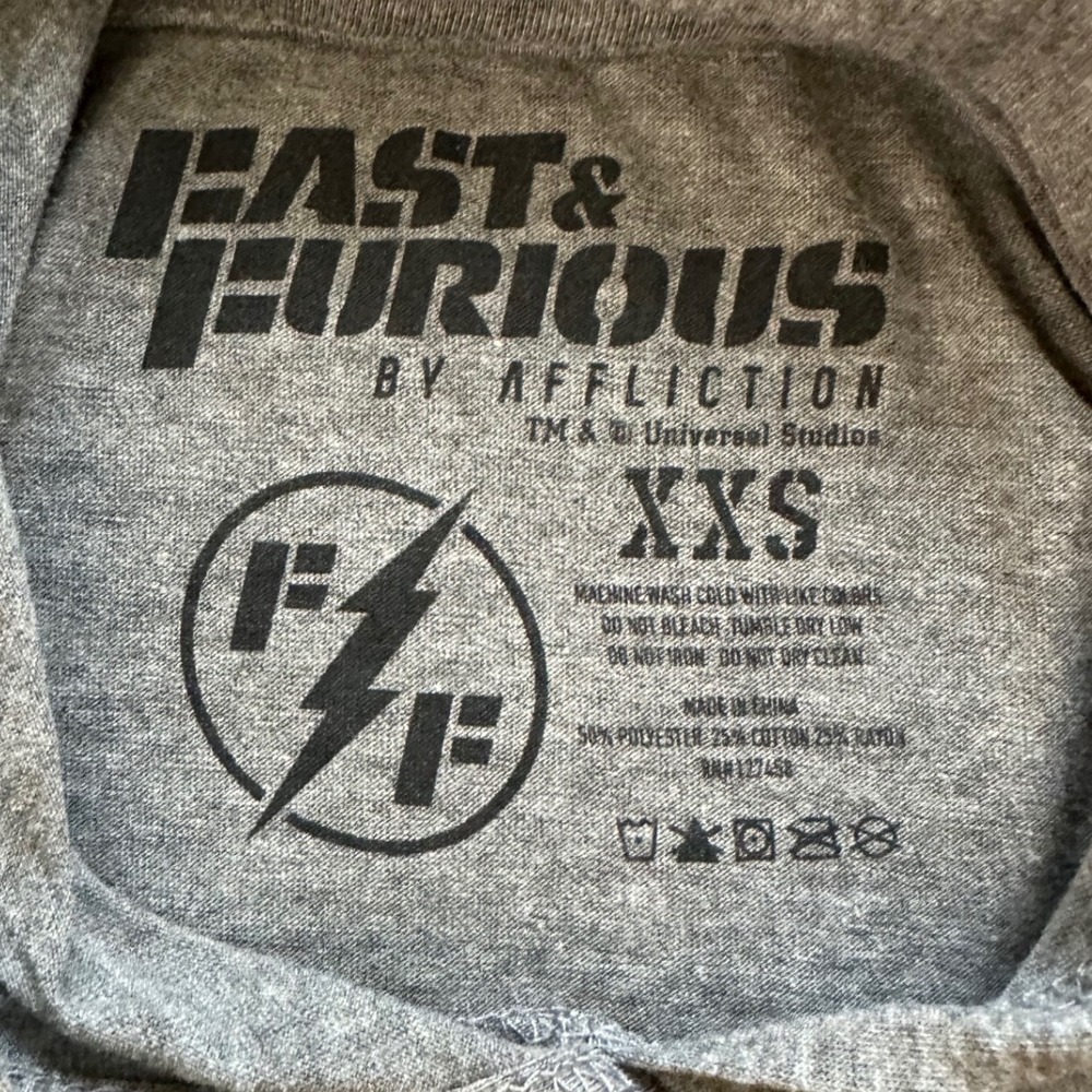 Affliction Fast & Furious Sleeveless Gym Hoodie Tank Womens XS Gray Streetwear - Picture 7 of 7